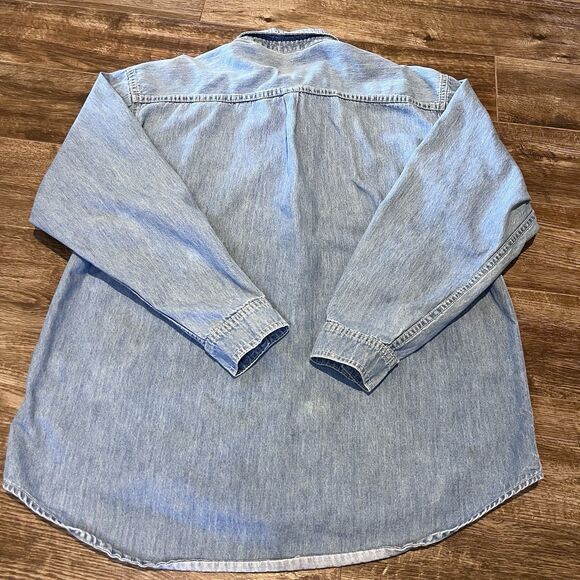 Vintage BMW Lifestyle Denim Long Sleeve Shirt Mens Size L Button Up Embroidered - Picture 7 of 10